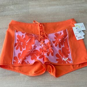 Roxy Floral Orange and Pink Athletic Shorts
